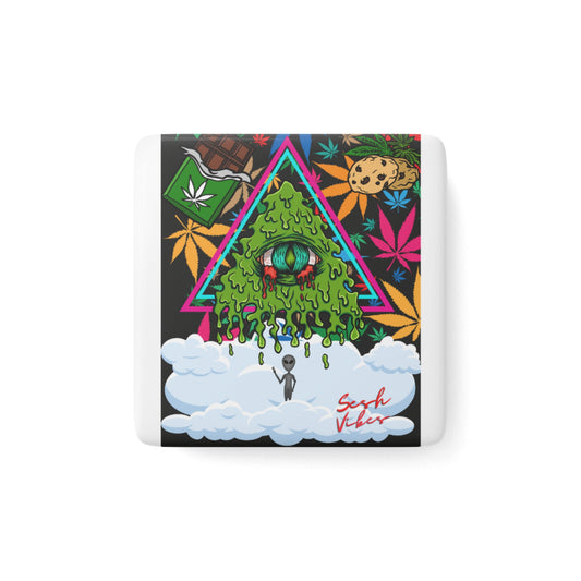 SeshVibes Goopy Eyeball Square Porcelain Magnet