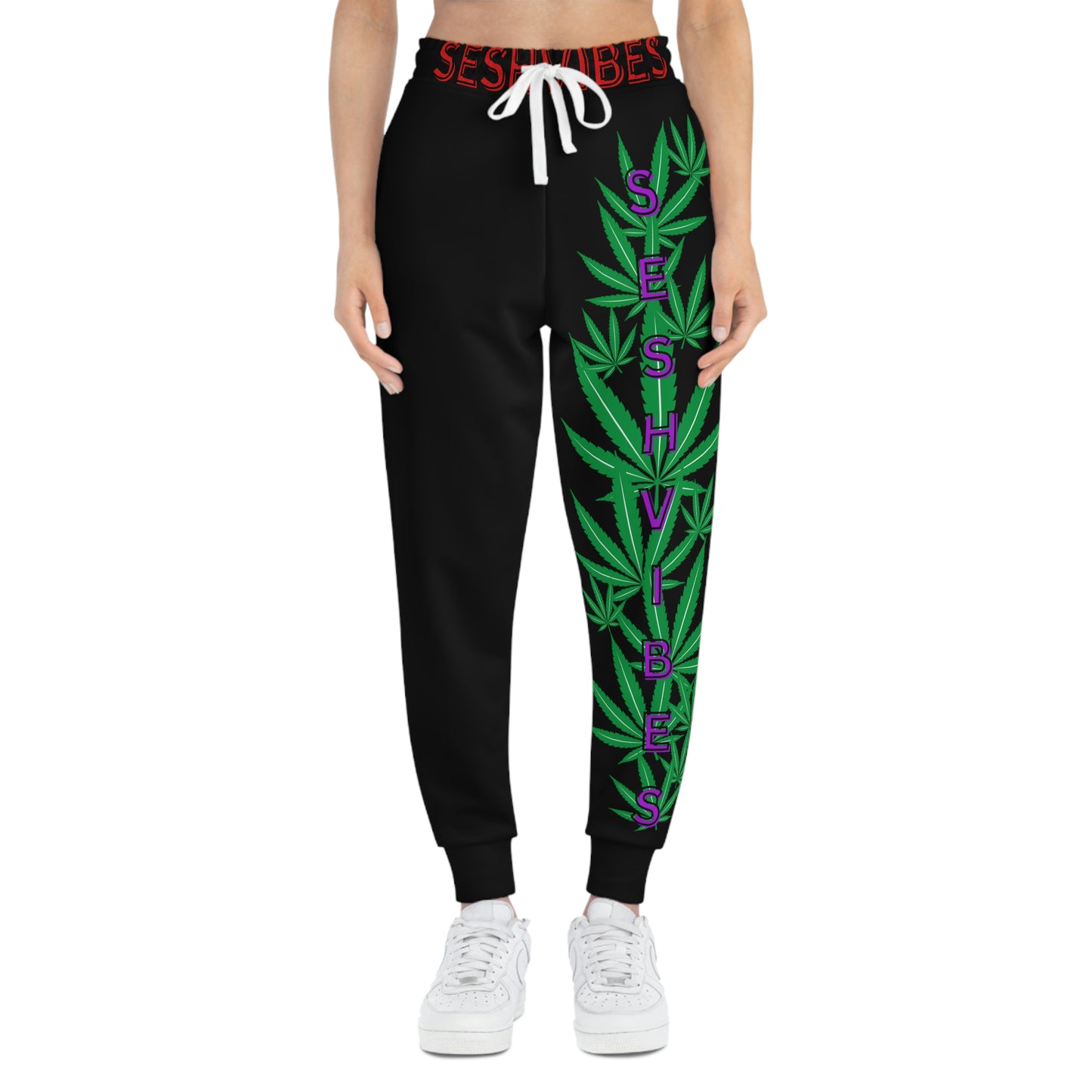 SeshVibes Cannabis Leg Joggers- Red/Purple