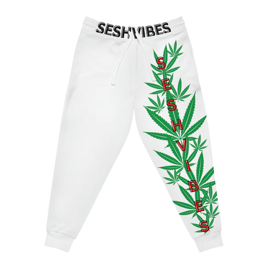 SeshVibes Cannabis Leg Joggers- Black/Red