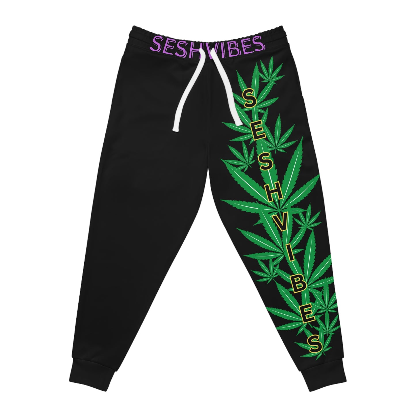 SeshVibes Cannabis Leg Joggers- Purple/Yellow