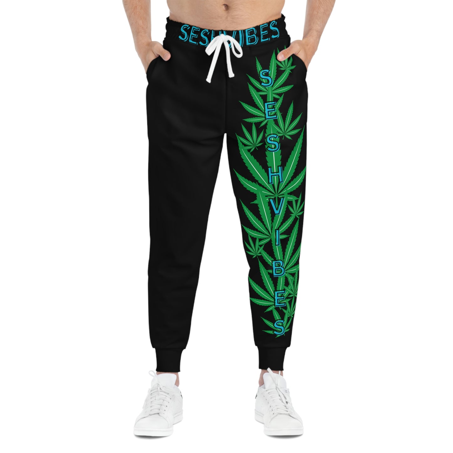 SeshVibes Cannabis Leg Joggers- Blue