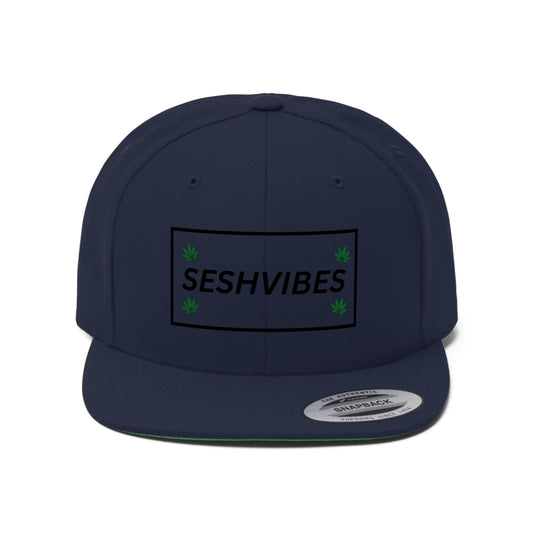 SeshVibes Snapback Hat- Black Letters