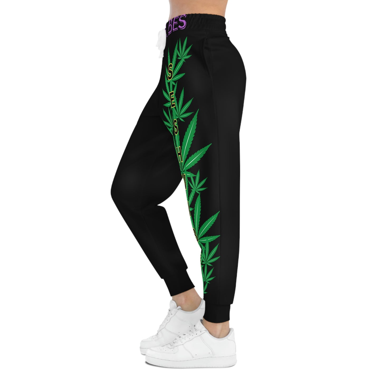 SeshVibes Cannabis Leg Joggers- Purple/Yellow