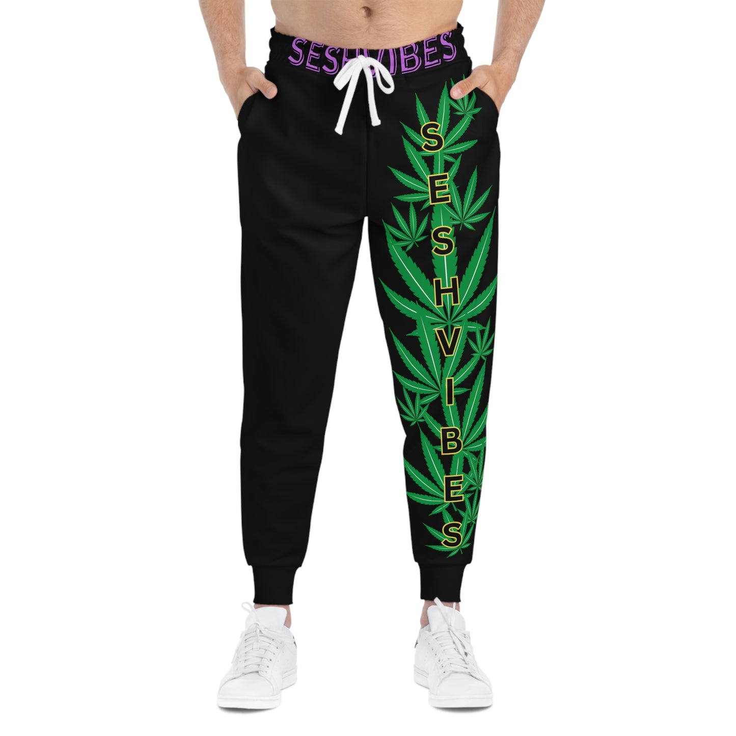 SeshVibes Cannabis Leg Joggers- Purple/Yellow