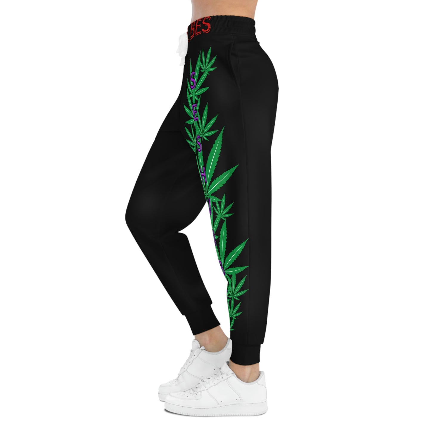 SeshVibes Cannabis Leg Joggers- Red/Purple