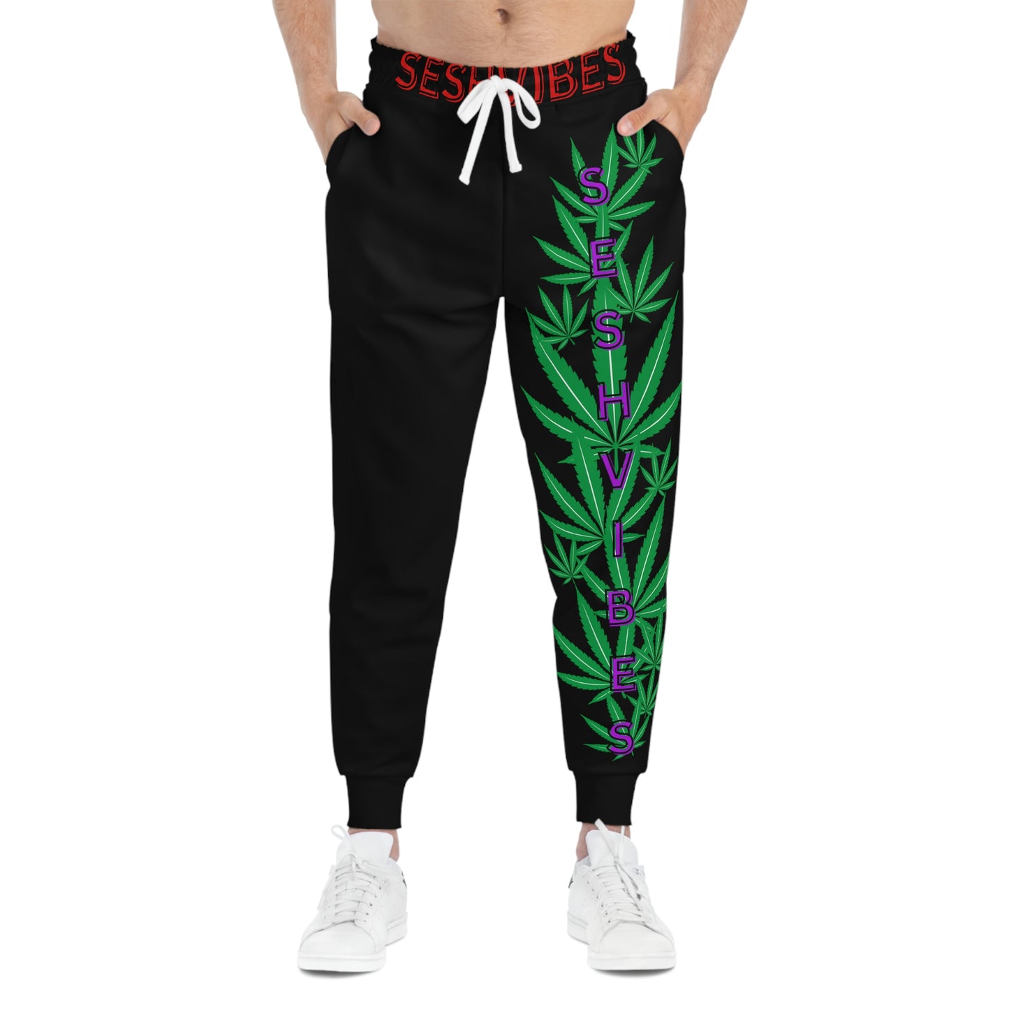 SeshVibes Cannabis Leg Joggers- Red/Purple